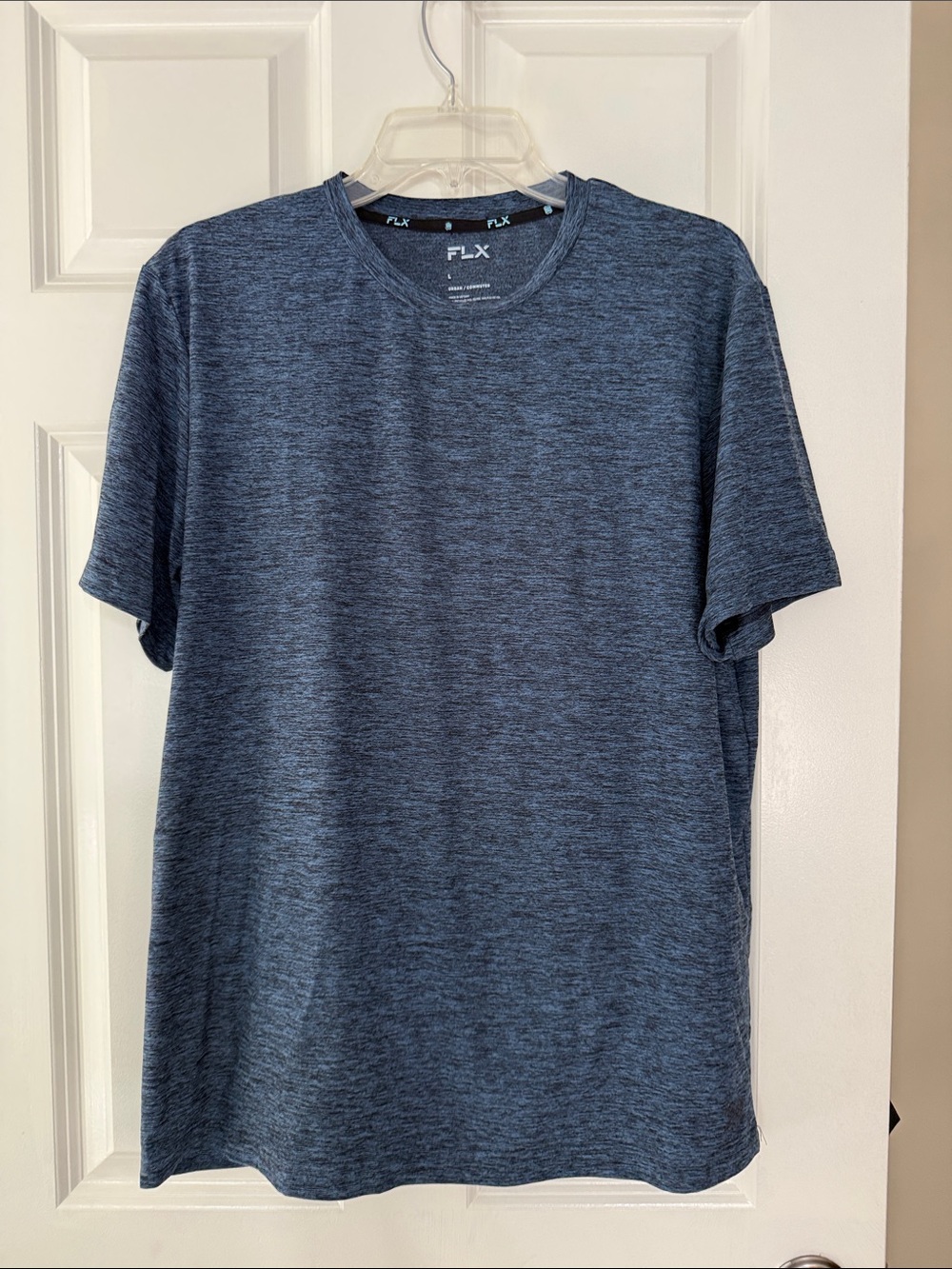 FLX Urban Commuter Men's Short Sleeve Crew T-Shirt in Heather Navy